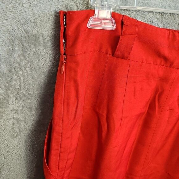 Linda Allard Ellen Tracy silk pencil skirt Red Sz 12 Lined side zip Vintage - Picture 10 of 16